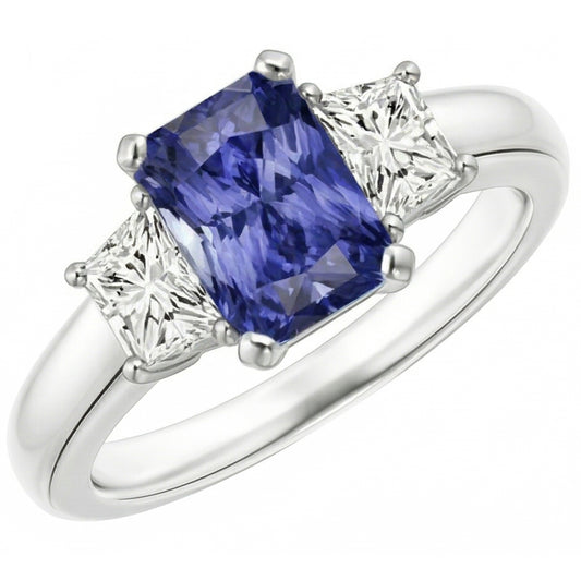 Natural Sapphire Ring 2.50ct - White Gold 14K