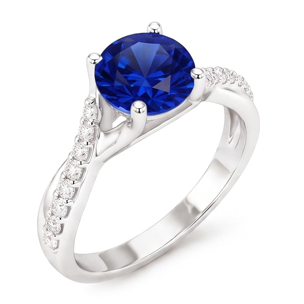 Natural Sapphire Ring 2.50ct - White Gold 14K