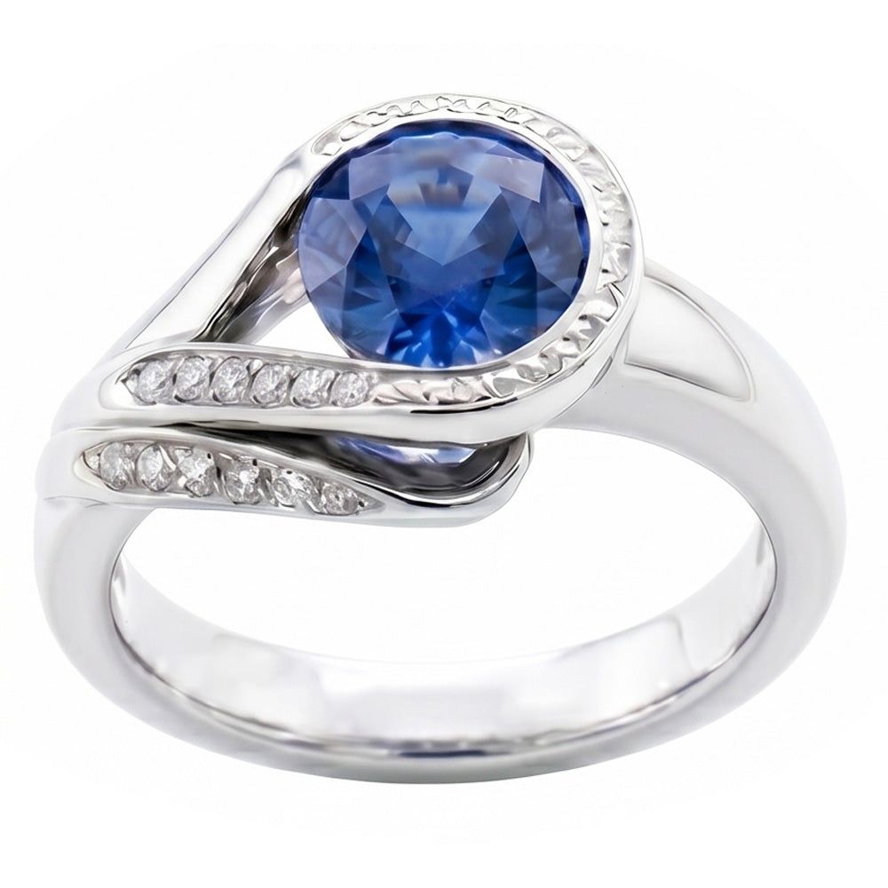 Natural Sapphire Ring 2.50ct - White Gold 14K