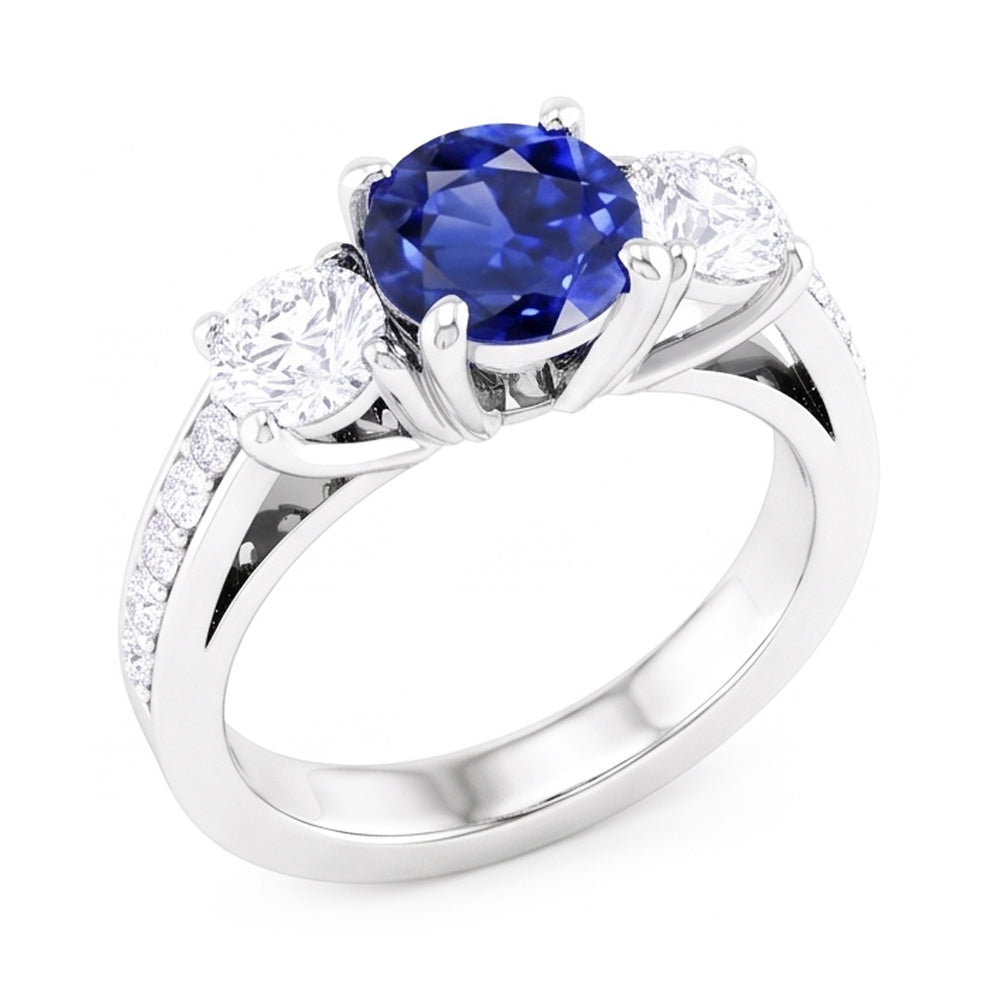 Natural Sapphire Ring 2.50ct - White Gold 14K
