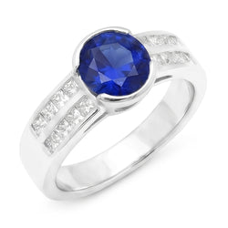 Natural Sapphire Ring 2.50ct - White Gold 14K