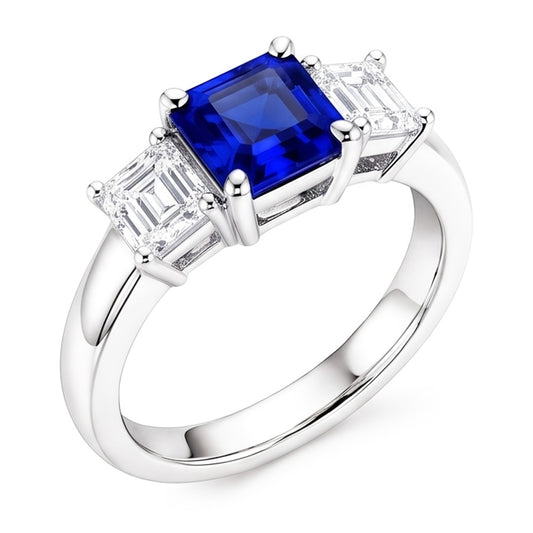 Natural Sapphire Ring 2.50ct - White Gold 14K
