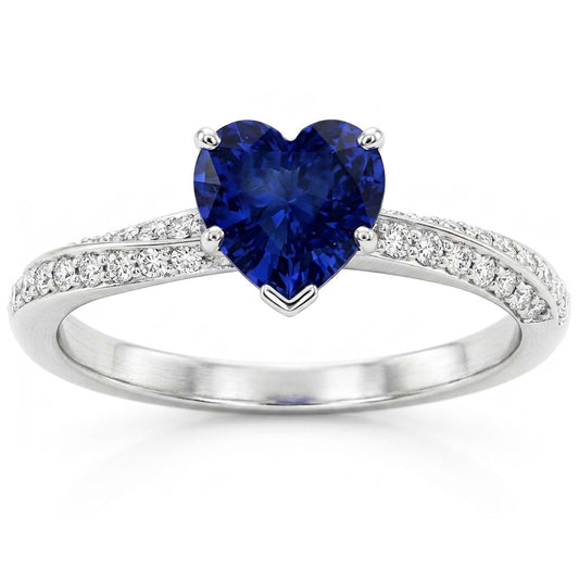 Natural Sapphire Ring 2.50ct - White Gold 14K