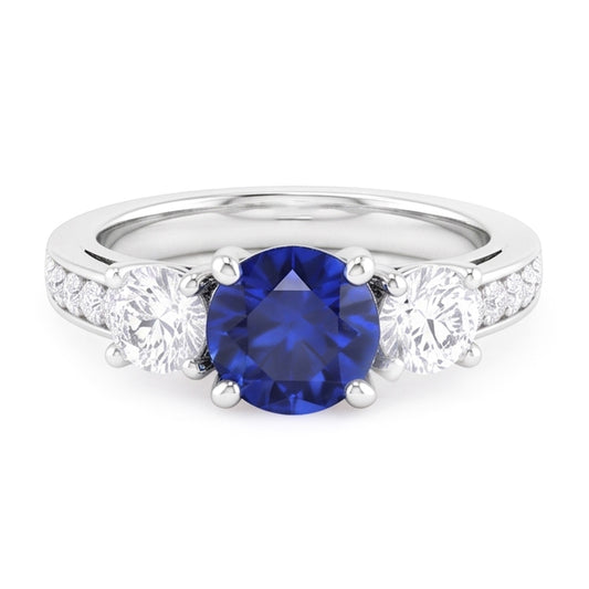Natural Sapphire Ring 2.50ct - White Gold 14K
