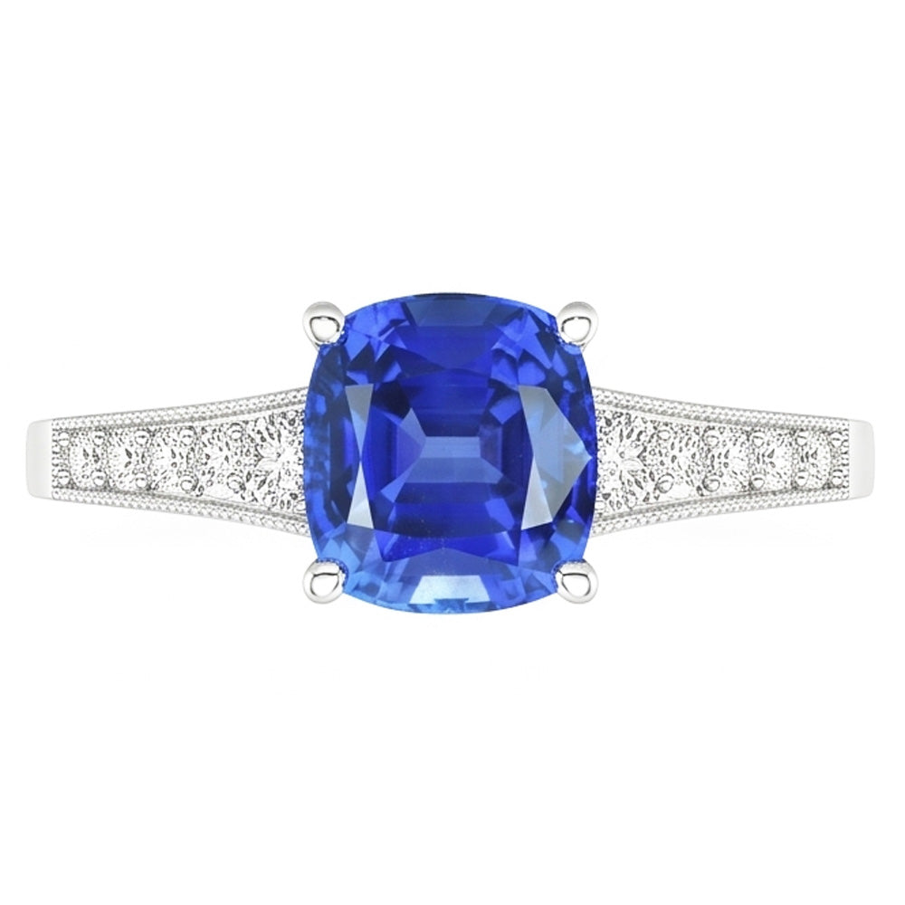 Natural Sapphire Ring 2.50ct - White Gold 14K