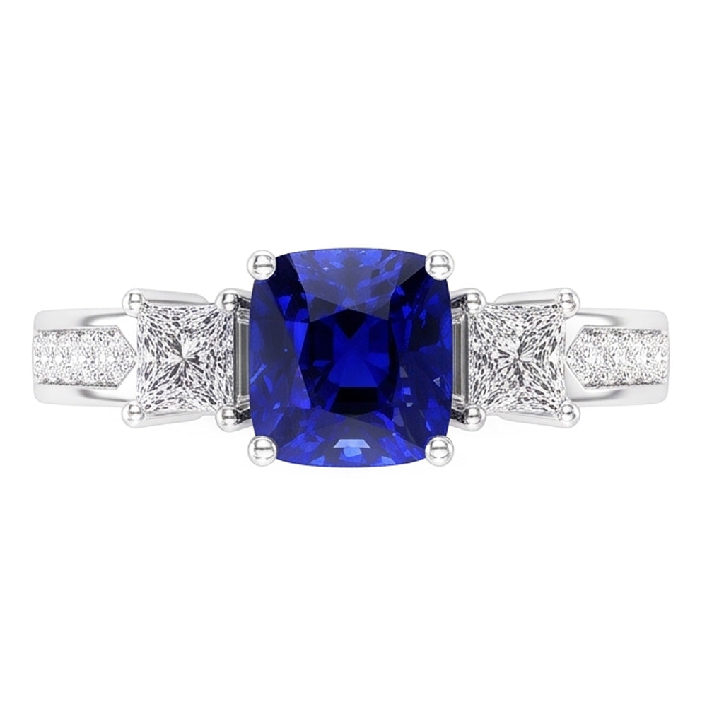Natural Sapphire Ring 2.50ct - White Gold 14K