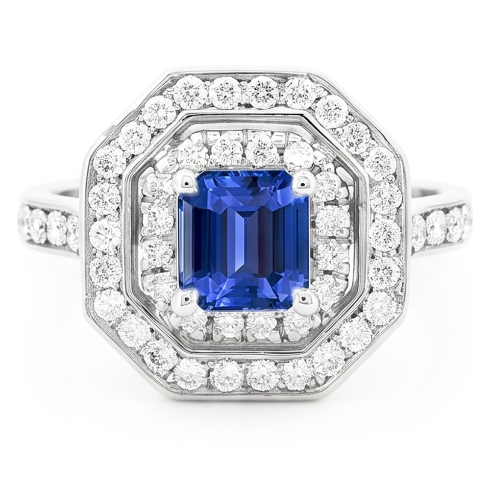 Natural Sapphire Ring 2.50ct - White Gold 14K