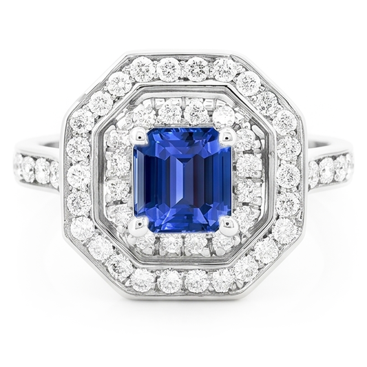 Natural Sapphire Ring 2.50ct - White Gold 14K