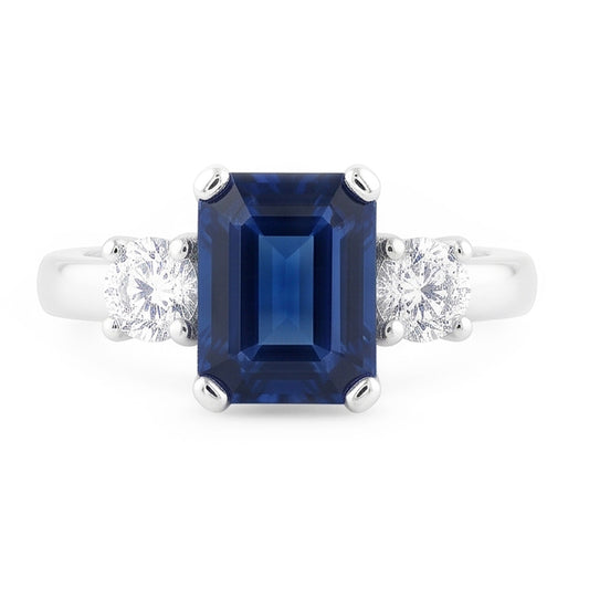 Natural Sapphire Ring 2.50ct - White Gold 14K