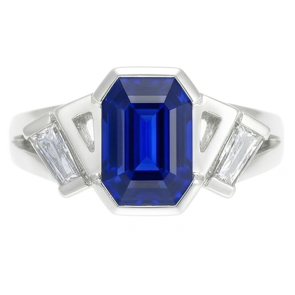 Natural Sapphire Ring 2.50ct - White Gold 14K