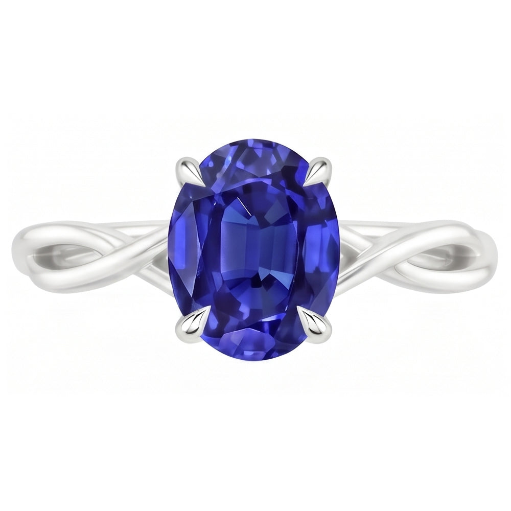 Natural Sapphire Ring 2.50ct - White Gold 14K