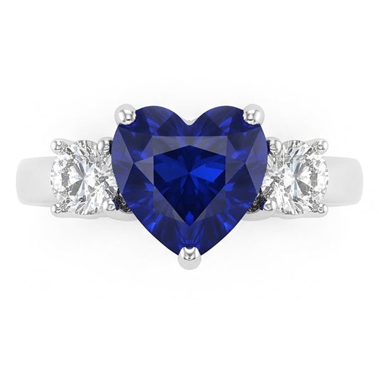 Natural Sapphire Ring 2.50ct - White Gold 14K