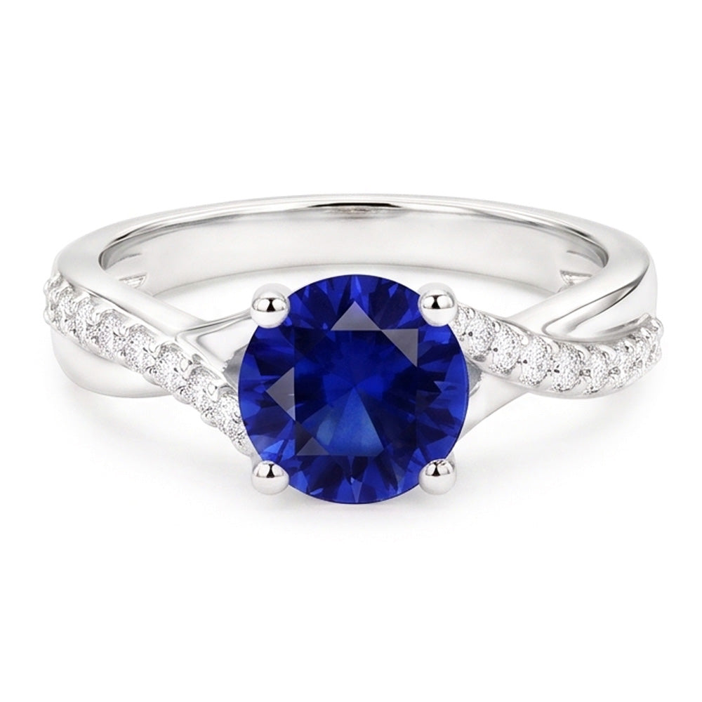 Natural Sapphire Ring 2.50ct - White Gold 14K