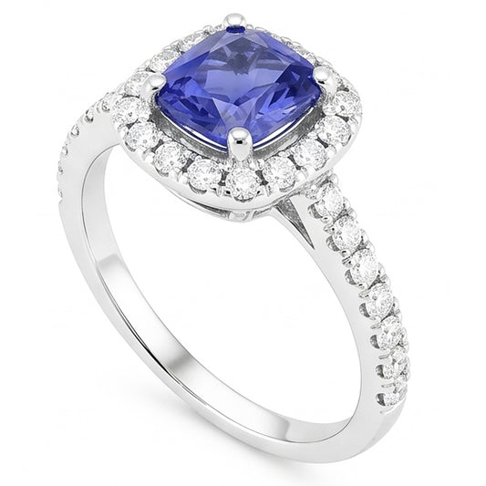 Natural Sapphire Ring 2.50ct - White Gold 14K