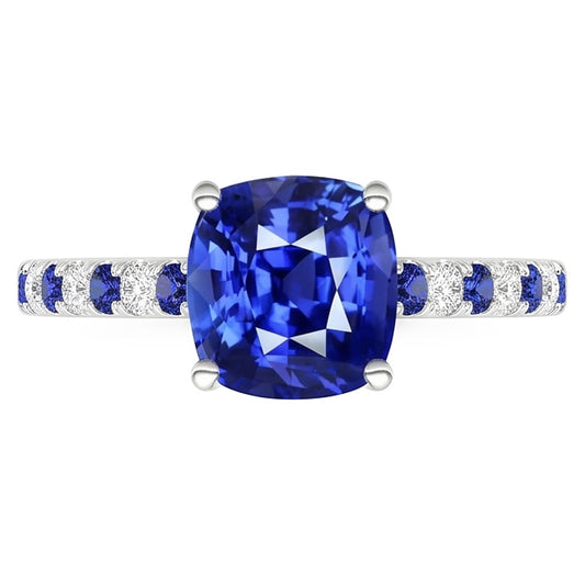 Natural Sapphire Ring 2.50ct - White Gold 14K