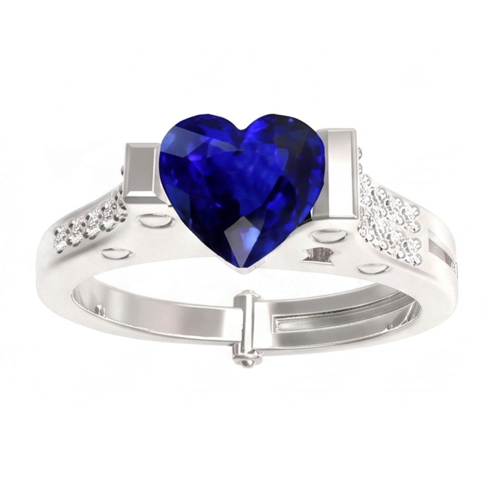 Natural Sapphire Ring 2.50ct - White Gold 14K