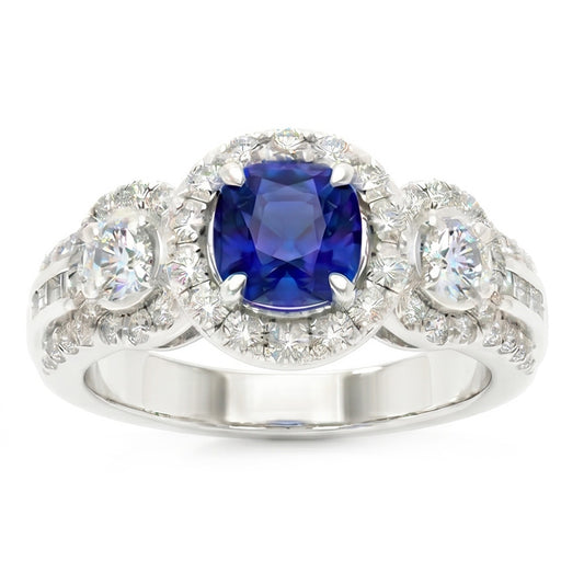 Natural Sapphire Ring 2.50ct - White Gold 14K