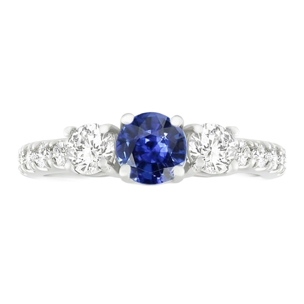 Natural Sapphire Ring 2.50ct - White Gold 14K