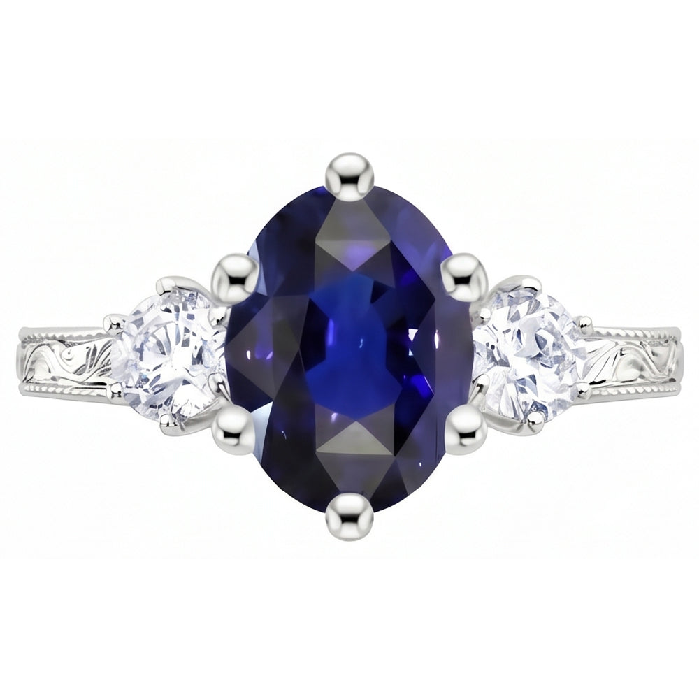 Natural Sapphire Ring 2.50ct - White Gold 14K