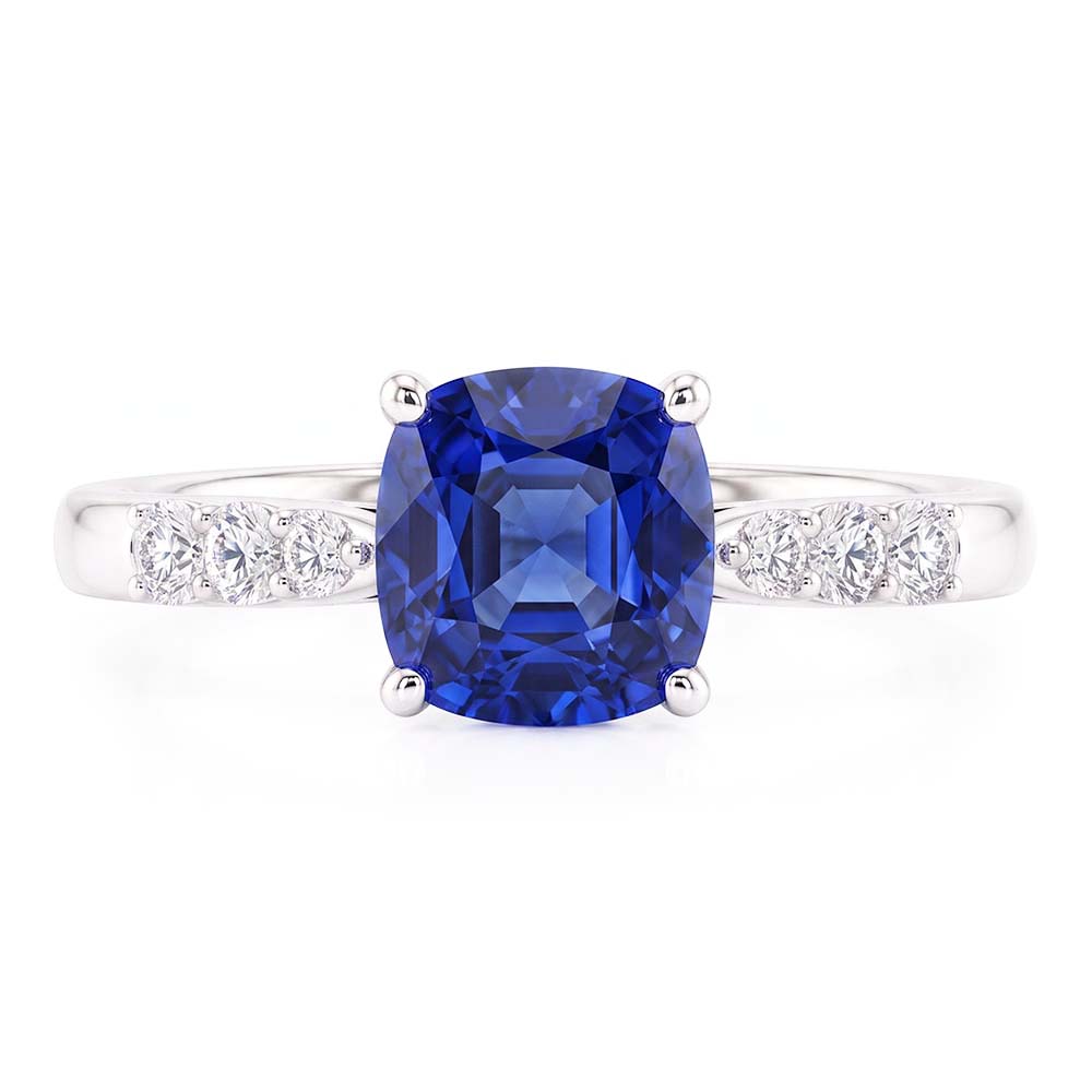 Natural Sapphire Ring 2.50ct - White Gold 14K