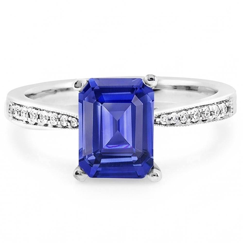 Natural Sapphire Ring 2.50ct - White Gold 14K