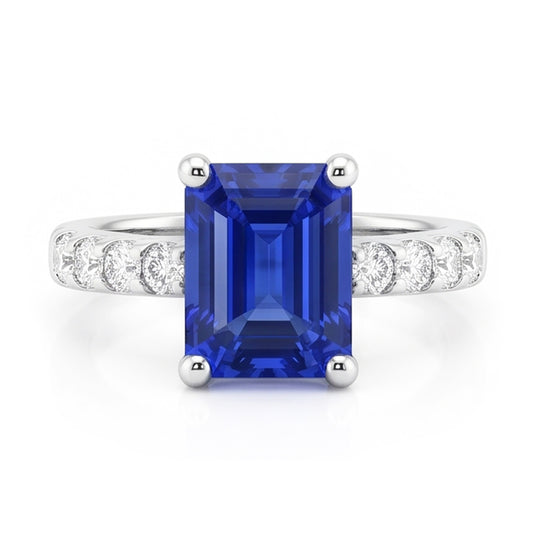 Natural Sapphire Ring 2.50ct - White Gold 14K
