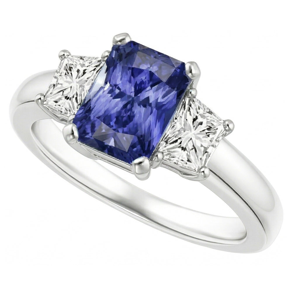 Natural Sapphire Ring 2.50ct - White Gold 14K
