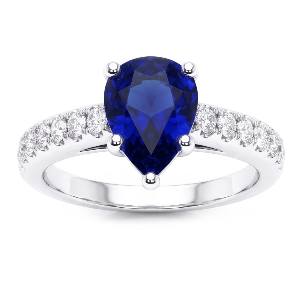 Natural Sapphire Ring 2.50ct - White Gold 14K