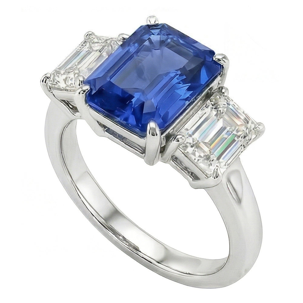 Natural Sapphire Ring 2.50ct - White Gold 14K