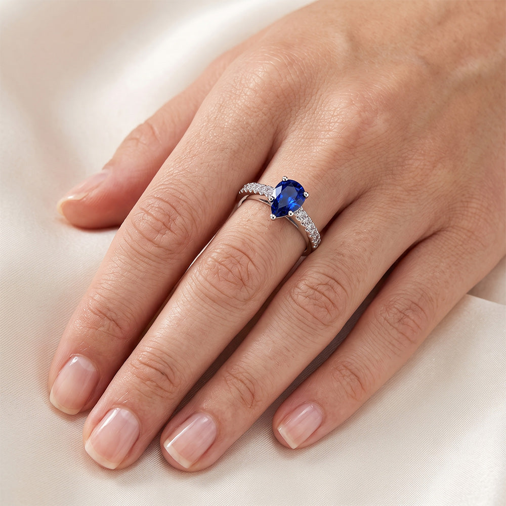 Natural Sapphire Ring 2.50ct - White Gold 14K