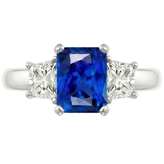 Natural Sapphire Ring 2.50ct - White Gold 14K