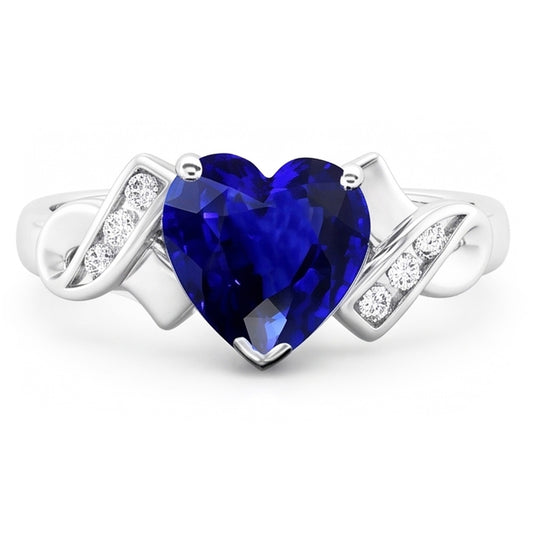 Natural Sapphire Ring 2.50ct - White Gold 14K