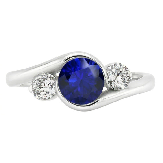Natural Sapphire Ring 2.50ct - White Gold 14K