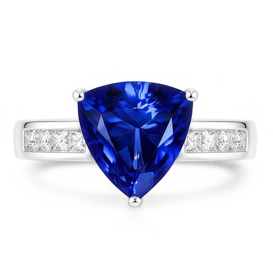 Natural Sapphire Ring 2.50ct - White Gold 14K