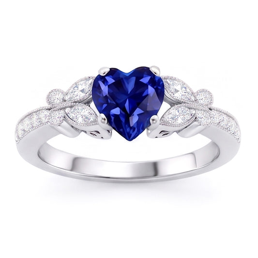 Natural Sapphire Ring 2.50ct - White Gold 14K