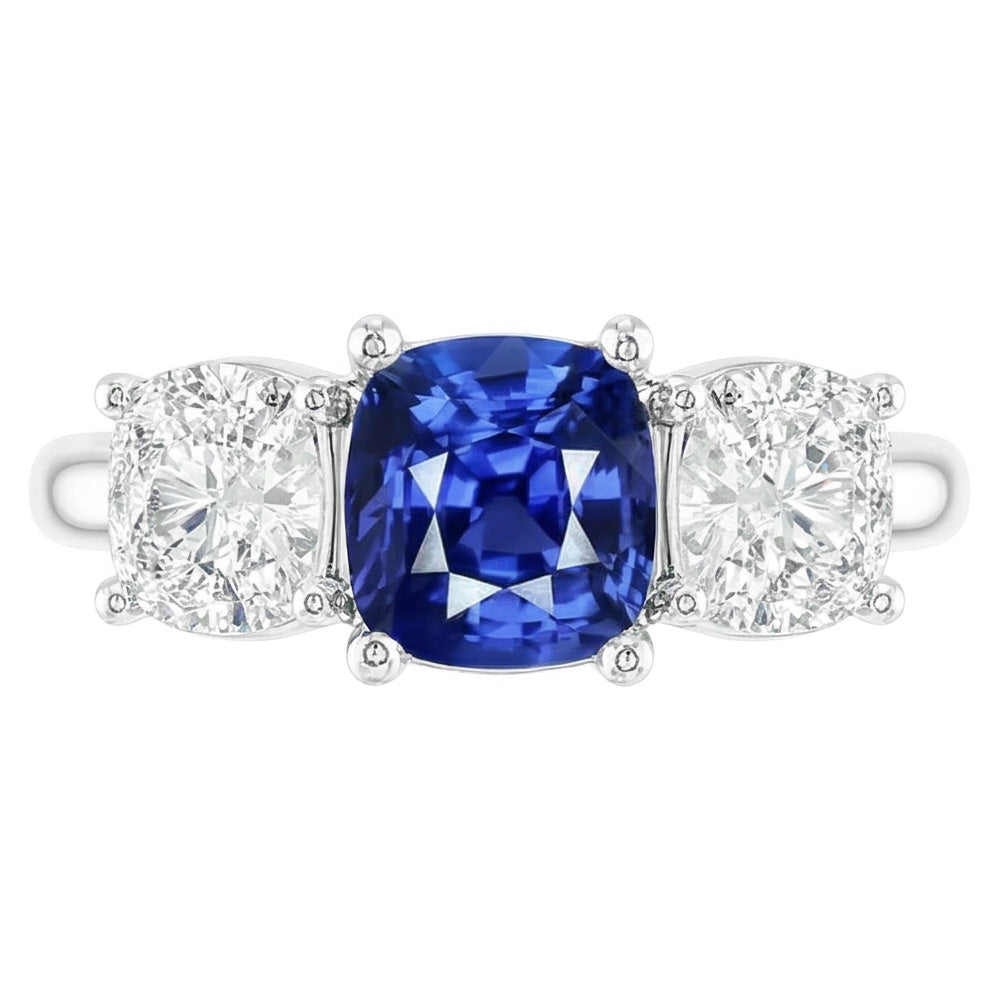 Natural Sapphire Ring 2.50ct - White Gold 14K