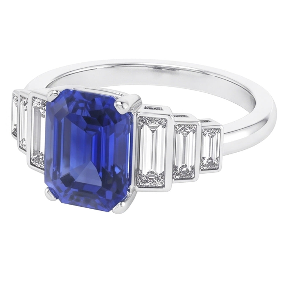 Natural Sapphire Ring 2.50ct - White Gold 14K