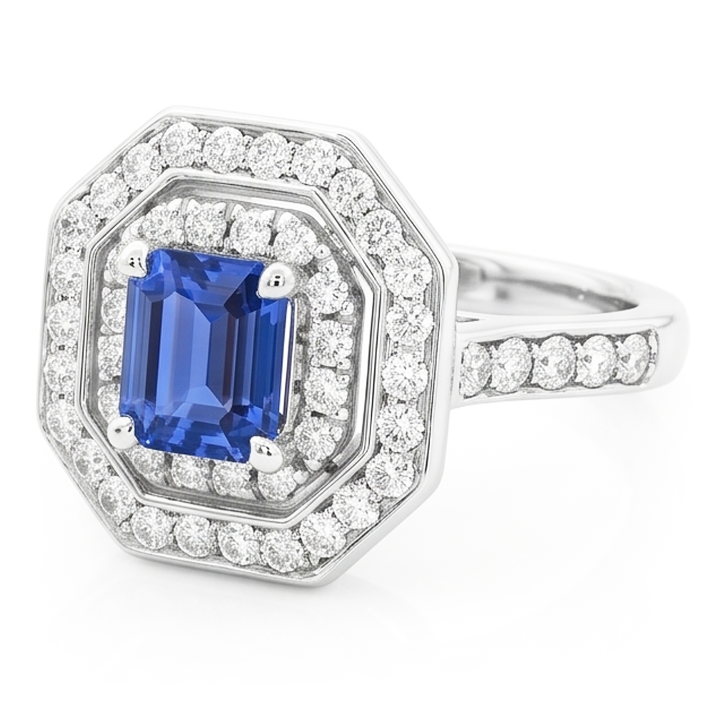 Natural Sapphire Ring 2.50ct - White Gold 14K