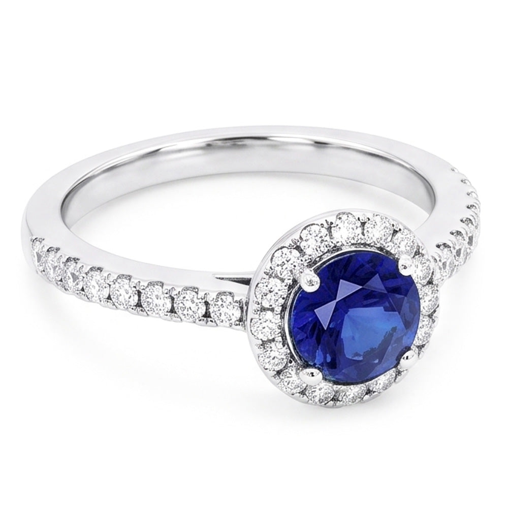Natural Sapphire Ring 2.50ct - White Gold 14K