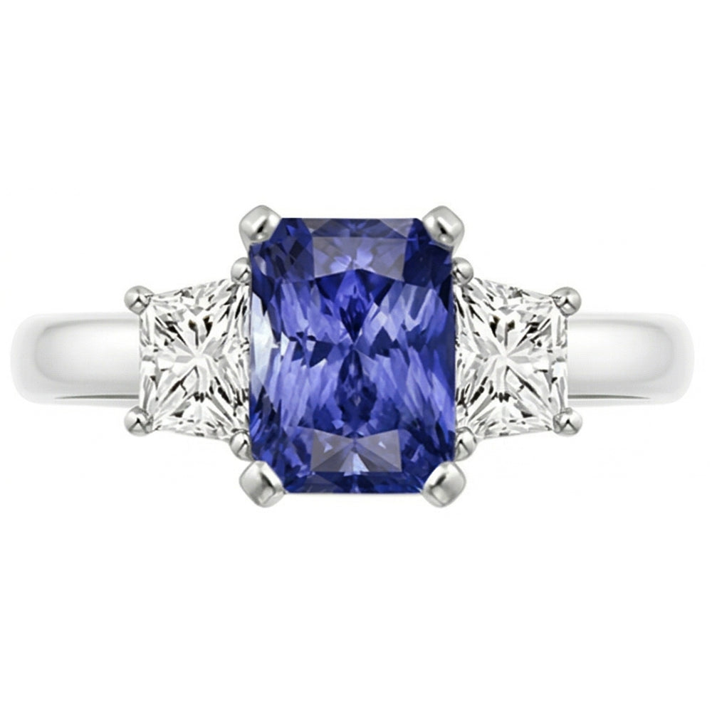 Natural Sapphire Ring 2.50ct - White Gold 14K