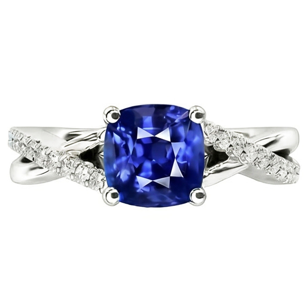 Natural Sapphire Ring 2.50ct - White Gold 14K