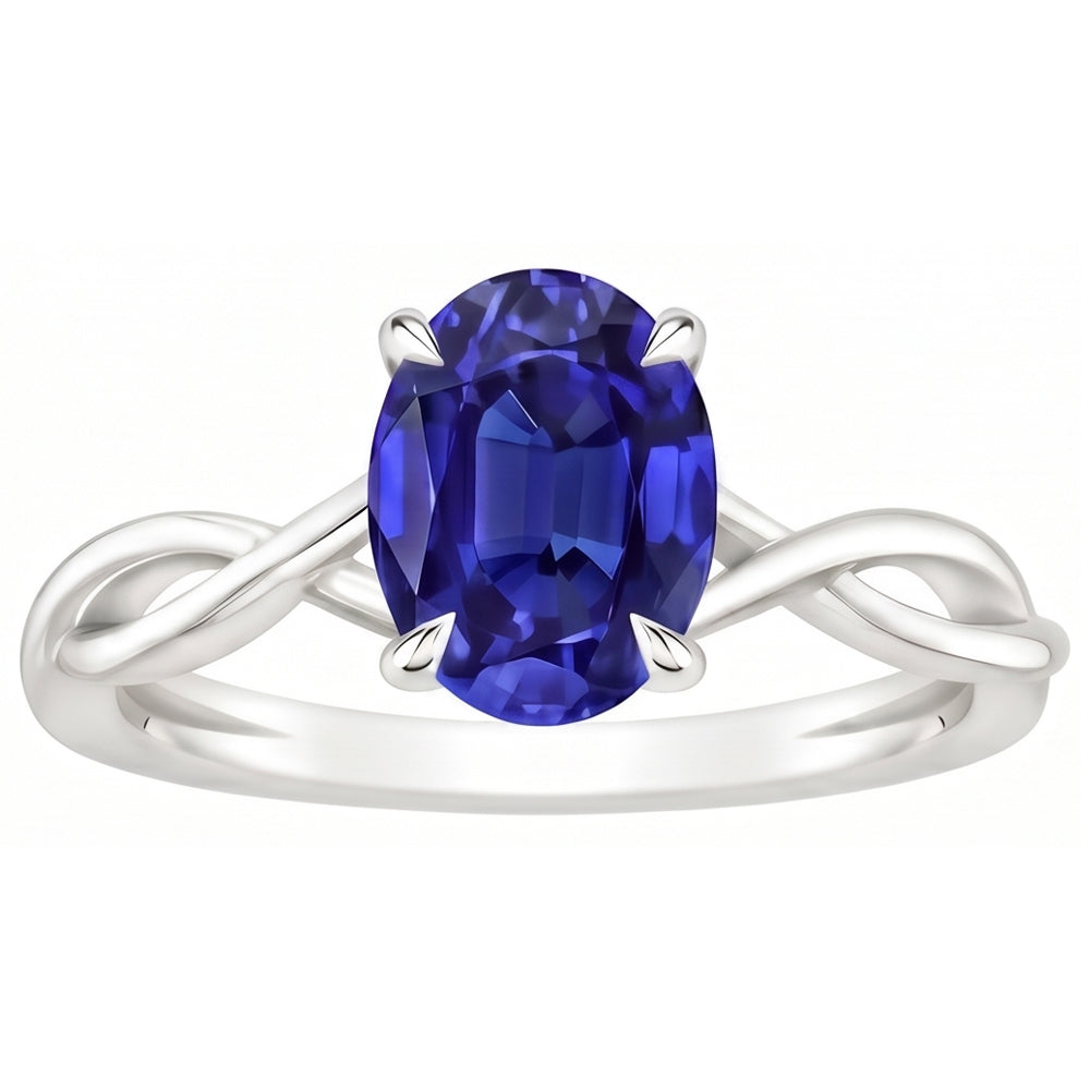 Natural Sapphire Ring 2.50ct - White Gold 14K