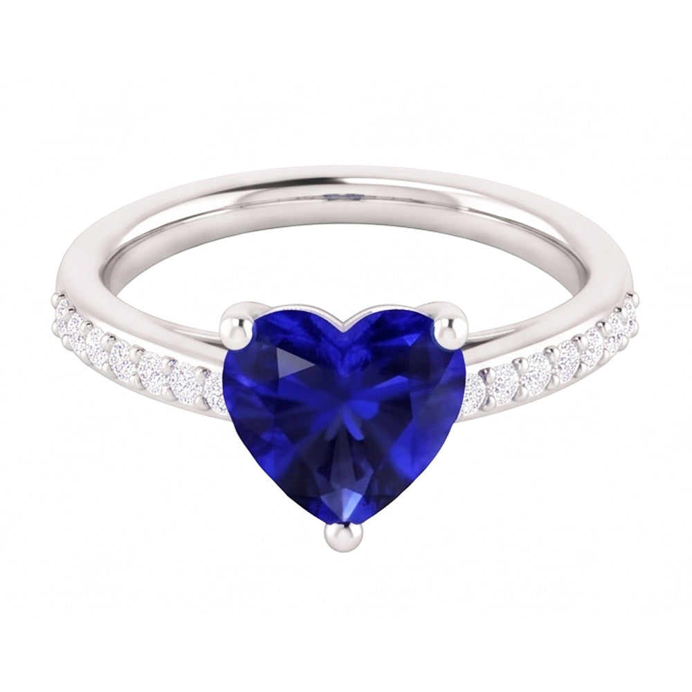 Natural Sapphire Ring 2.50ct - White Gold 14K
