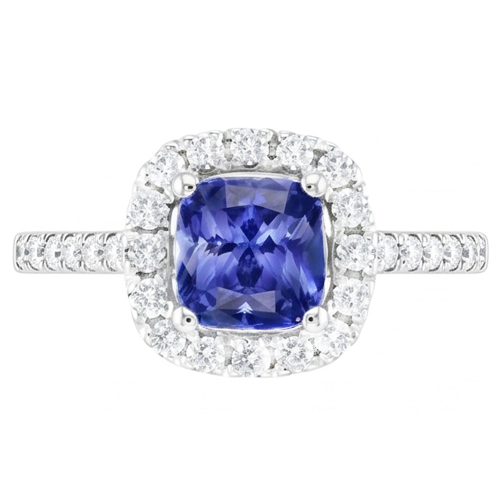 Natural Sapphire Ring 2.50ct - White Gold 14K