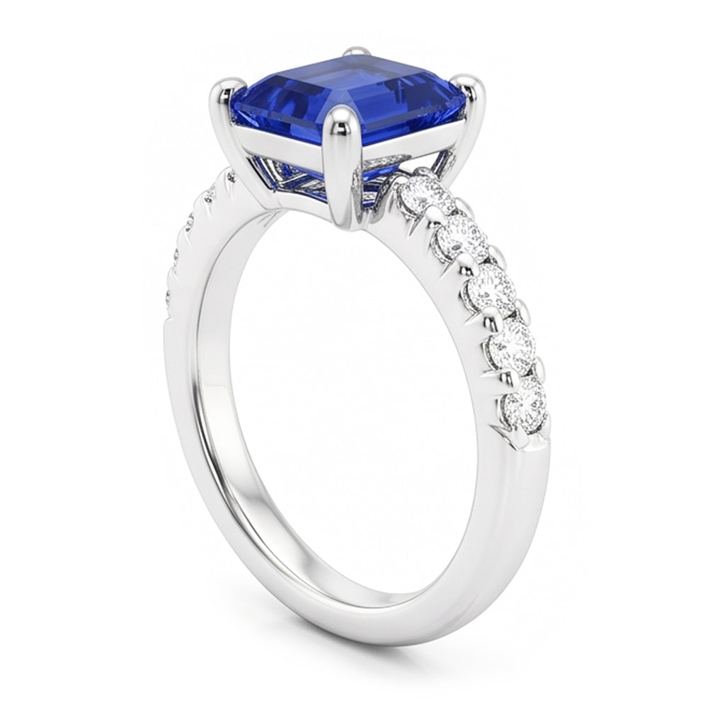 Natural Sapphire Ring 2.50ct - White Gold 14K