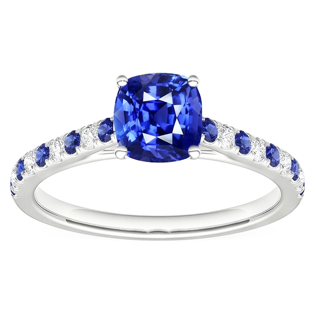 Natural Sapphire Ring 2.50ct - White Gold 14K