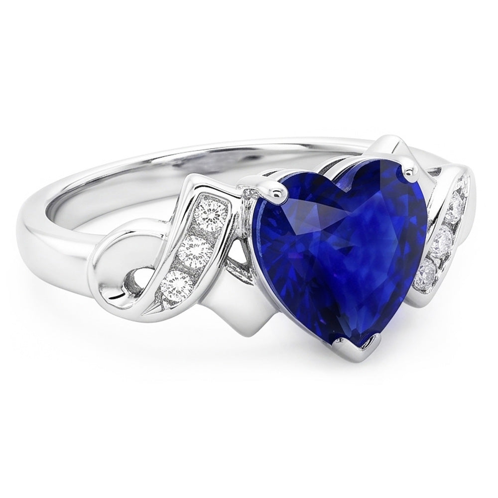 Natural Sapphire Ring 2.50ct - White Gold 14K