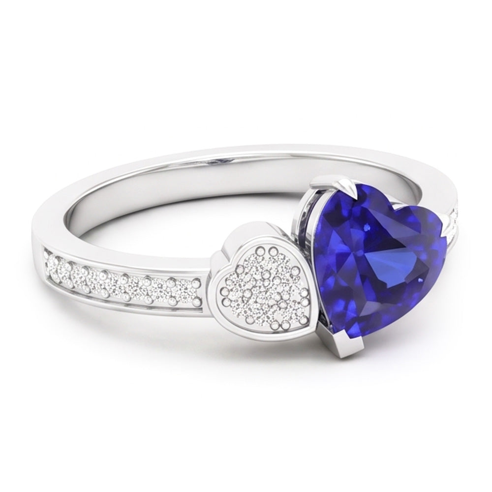 Natural Sapphire Ring 2.50ct - White Gold 14K