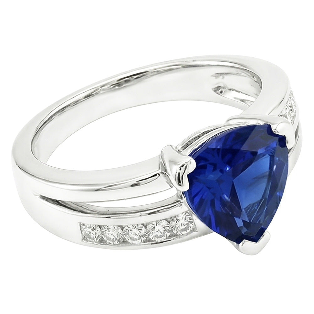 Natural Sapphire Ring 2.50ct - White Gold 14K