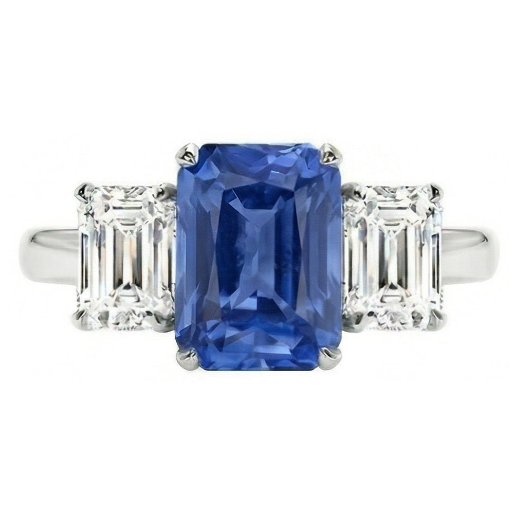 Natural Sapphire Ring 2.50ct - White Gold 14K